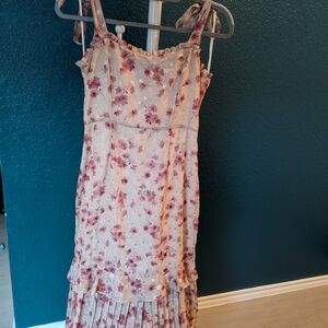 Lulu's Floral Pink Midi Dress